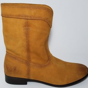 FRYE Billy Cognac Cara Roper Mid Calf Leather Boo